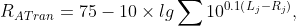 R_{ATran}=75-10\times lg\sum 10^{0.1\left ( L_j - R_j \right )},